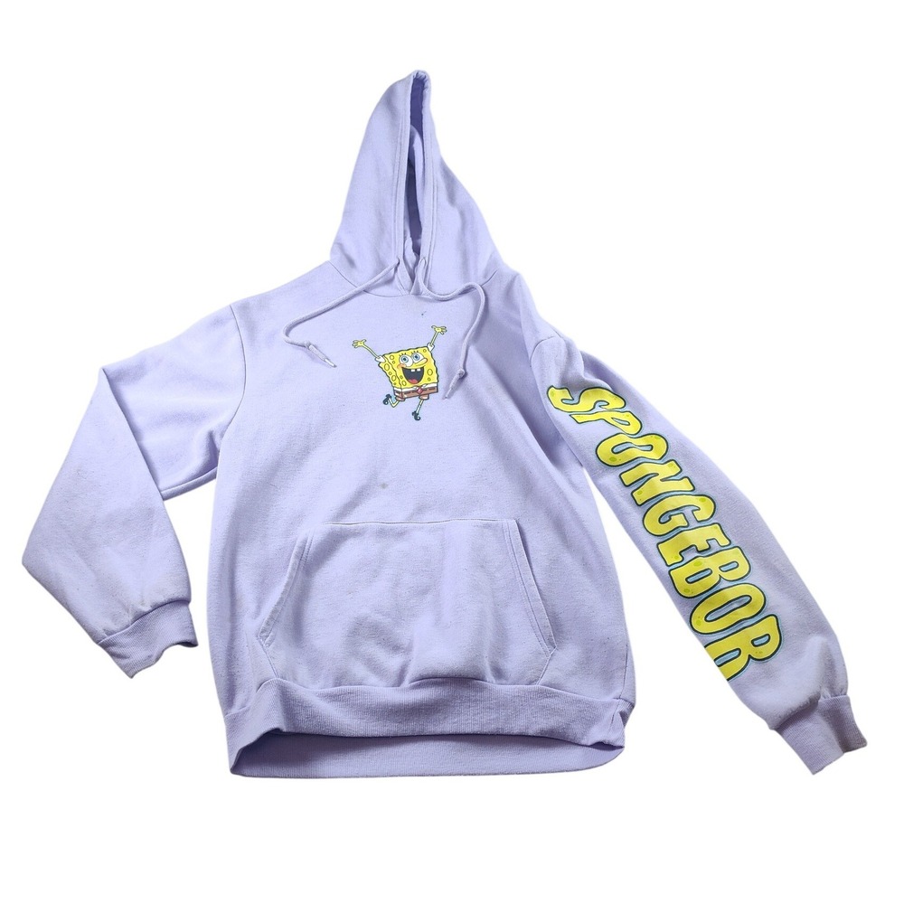 Nickelodeon Spongebob Hoodie Womens Medium Purple Good Graphic Sleeve Pullover